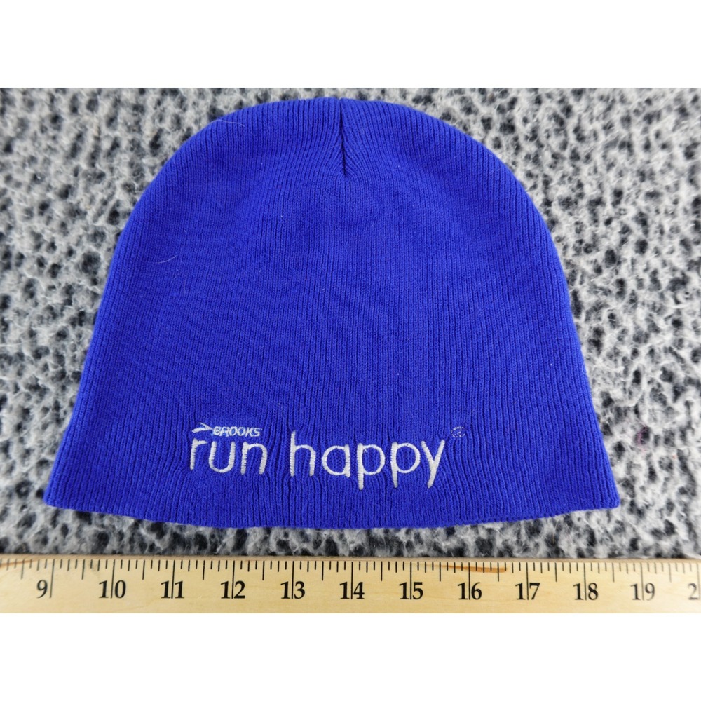 Brooks Run Happy Beanie Royal Blue Knit Winter Hat